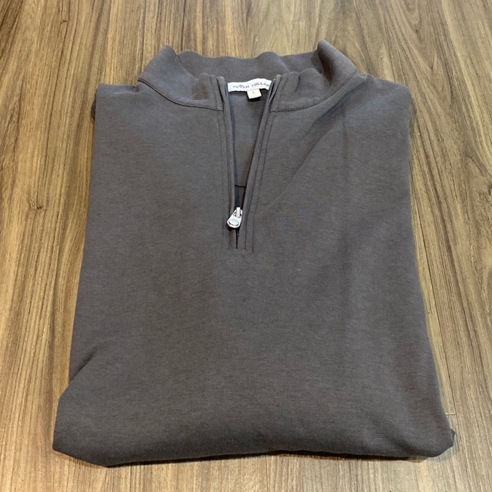 Peter Millar Gray Long Sleeve 1/3 Zip Sweater Mens Size Large